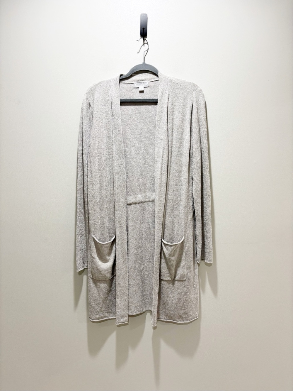 Barefoot Dreams Light Gray CozyChic Ultra Lite Tie Back Open Front Cardigan Sz M